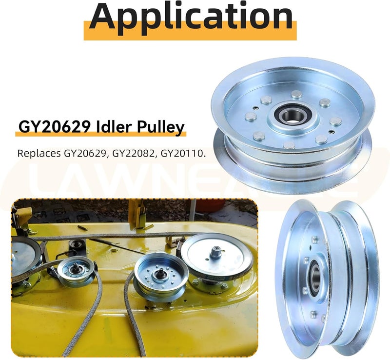 LANEAGLE 2 Pack GY20629 Idler Pulley Replaces GY20629 John Deere GY20629 Idler Pulley, GY22082 John Deere GY22082 Idler Pulley, GY20110 Pulley, Cub Cadet 756-05034A Idler Pulley 756 05034A, 756-05034 - Image 5